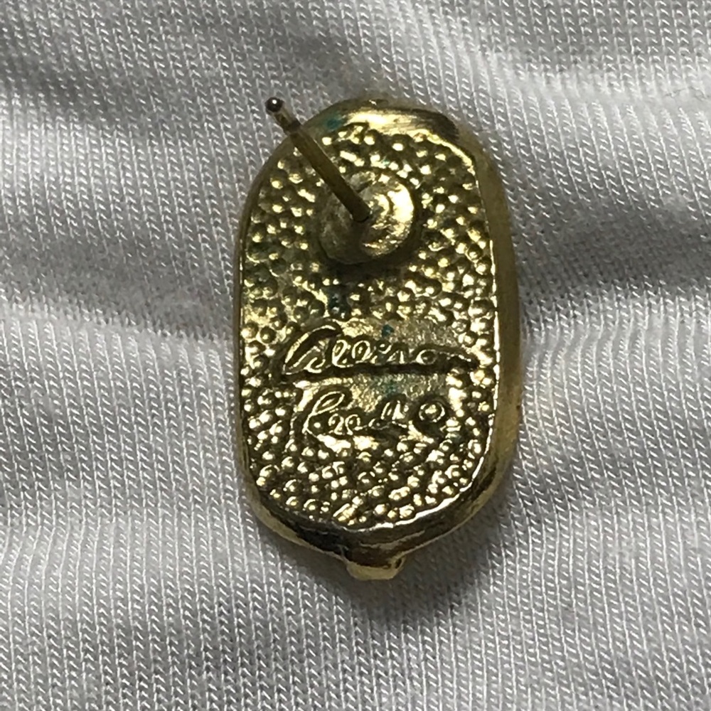 Allison Reed gold & cream enamel earrings - Picture 2 of 2